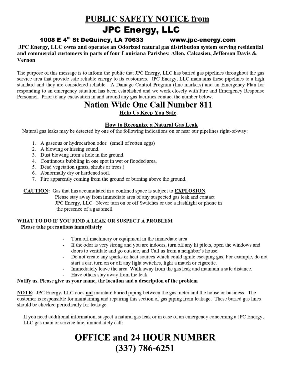 Image of Public Safety Notice Page 