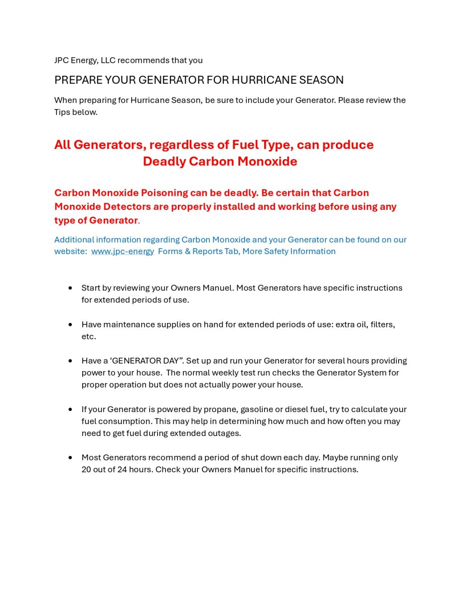 Generator Preparedness